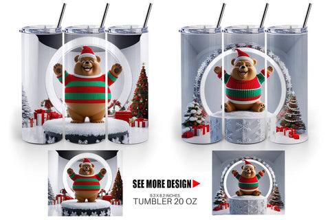 Tumbler Wrap Christmas Bear Sublimation artnoy 