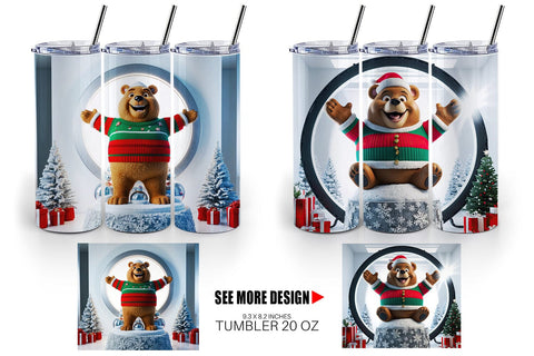 Tumbler Wrap Christmas Bear Sublimation artnoy 