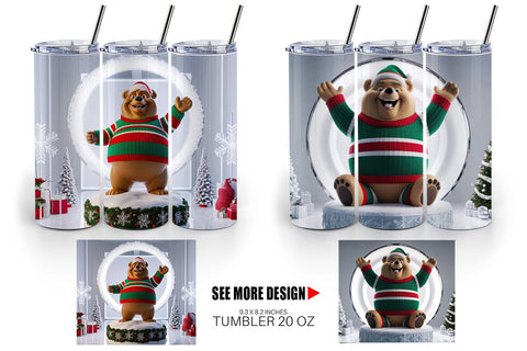 Tumbler Wrap Christmas Bear Sublimation artnoy 