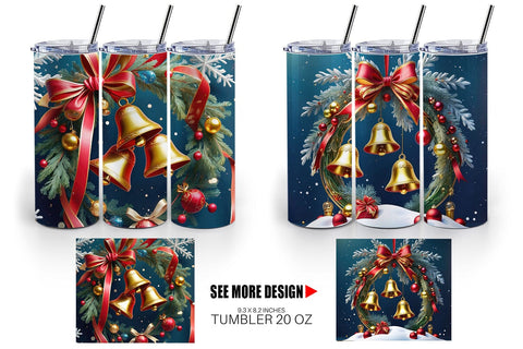 Tumbler Wrap Christmas Bells Sublimation artnoy 