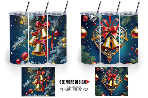 Tumbler Wrap Christmas Bells Sublimation artnoy 