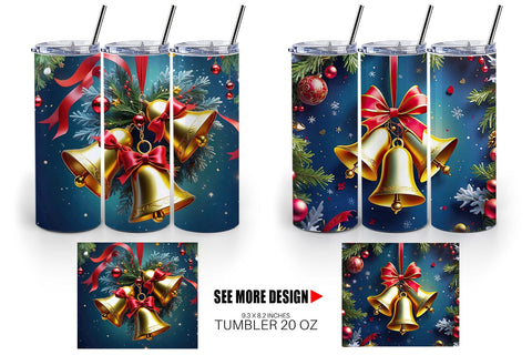 Tumbler Wrap Christmas Bells Sublimation artnoy 