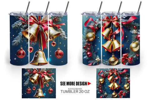 Tumbler Wrap Christmas Bells Sublimation artnoy 