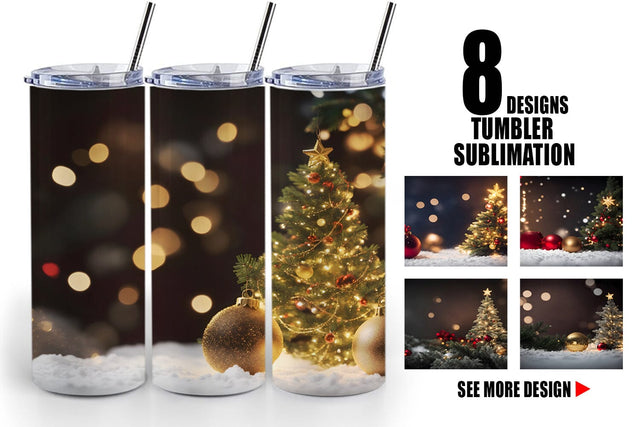 Tumbler Wrap Christmas Bokeh Sublimation artnoy 