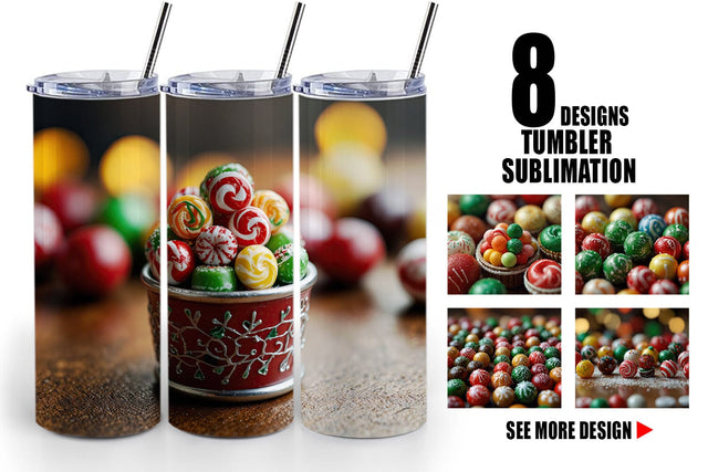Tumbler Wrap Christmas Candies Sublimation artnoy 