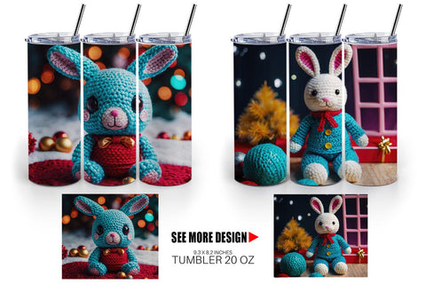 Tumbler Wrap Christmas Crochet Bunny Sublimation artnoy 