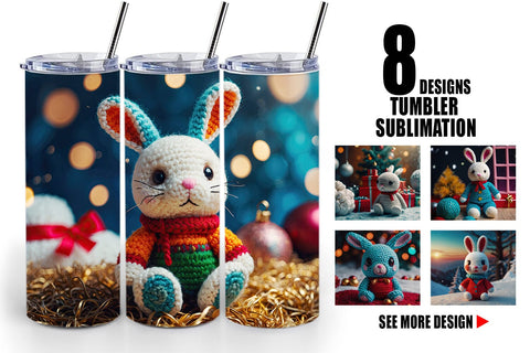 Tumbler Wrap Christmas Crochet Bunny Sublimation artnoy 