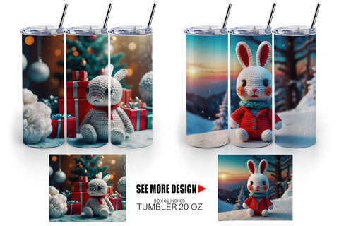 Tumbler Wrap Christmas Crochet Bunny Sublimation artnoy 