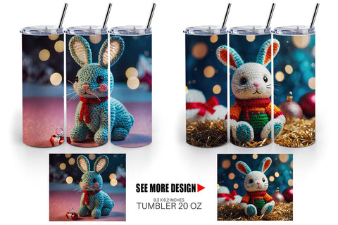 Tumbler Wrap Christmas Crochet Bunny Sublimation artnoy 