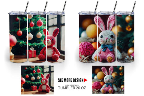 Tumbler Wrap Christmas Crochet Bunny Sublimation artnoy 