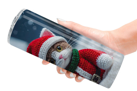 Tumbler Wrap Christmas Crochet Cat Sublimation artnoy 