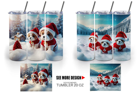 Tumbler Wrap Christmas Crochet Dog Sublimation artnoy 