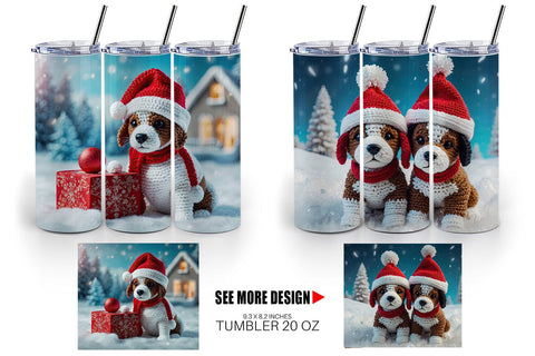 Tumbler Wrap Christmas Crochet Dog Sublimation artnoy 