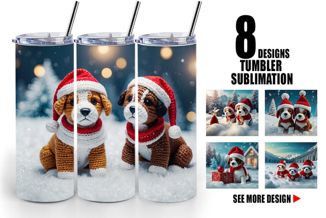 Tumbler Wrap Christmas Crochet Dog Sublimation artnoy 
