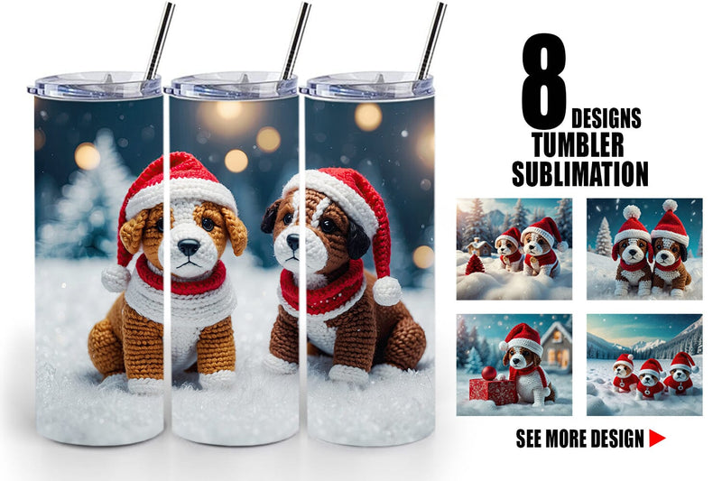 Tumbler Wrap Christmas Crochet Dog Sublimation artnoy 