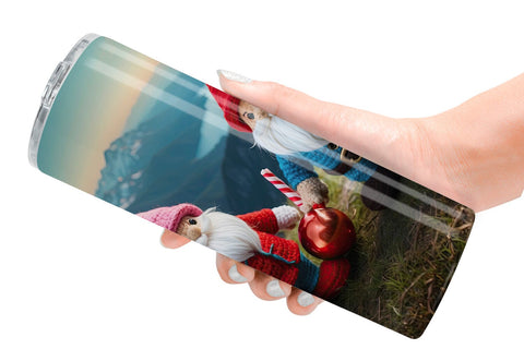 Tumbler Wrap Christmas Crochet Gnomes Sublimation artnoy 
