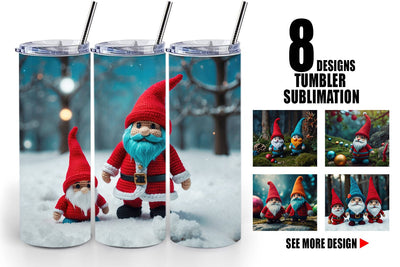 Tumbler Wrap Christmas Crochet Gnomes Sublimation artnoy 