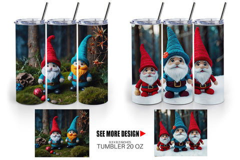 Tumbler Wrap Christmas Crochet Gnomes Sublimation artnoy 