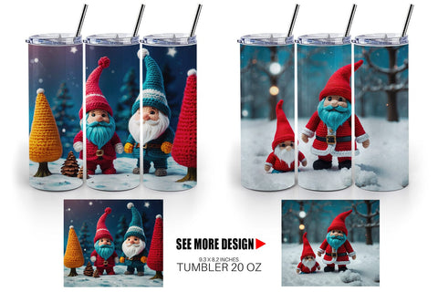 Tumbler Wrap Christmas Crochet Gnomes Sublimation artnoy 