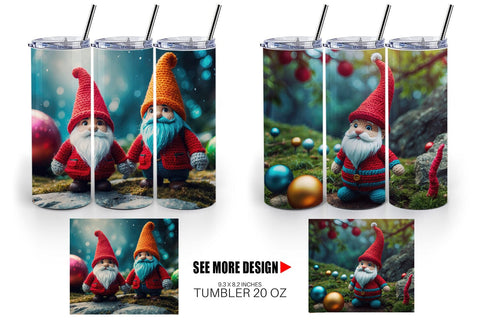 Tumbler Wrap Christmas Crochet Gnomes Sublimation artnoy 