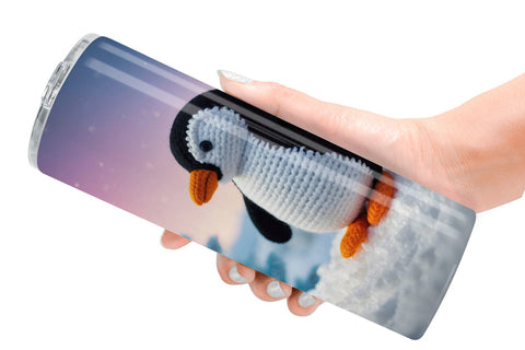 Tumbler Wrap Christmas Crochet Penguin Sublimation artnoy 