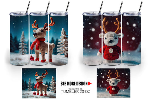 Tumbler Wrap Christmas Crochet Rudolph Sublimation artnoy 