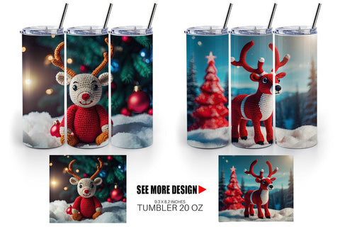 Tumbler Wrap Christmas Crochet Rudolph Sublimation artnoy 