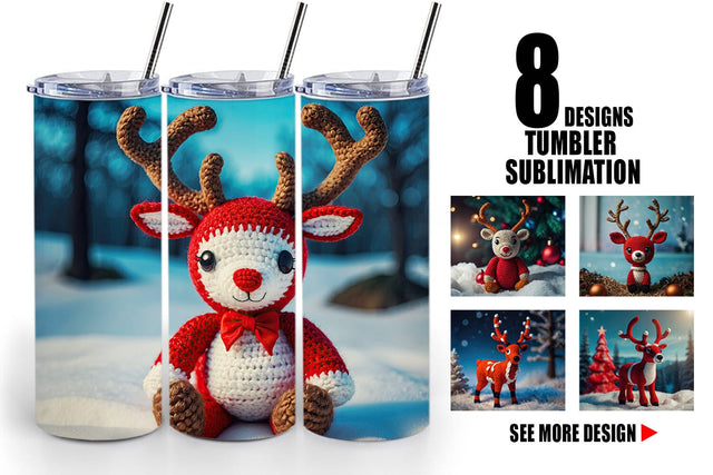 Tumbler Wrap Christmas Crochet Rudolph Sublimation artnoy 