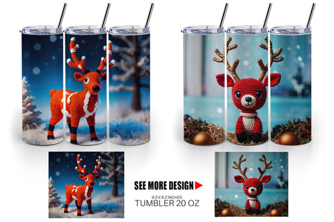 Tumbler Wrap Christmas Crochet Rudolph Sublimation artnoy 