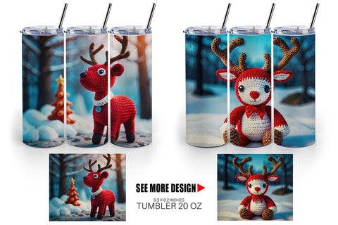 Tumbler Wrap Christmas Crochet Rudolph Sublimation artnoy 