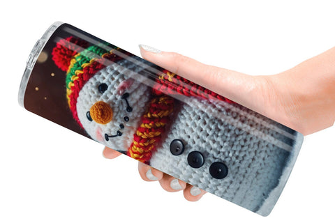 Tumbler Wrap Christmas Crochet Snowman Sublimation artnoy 