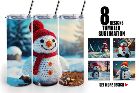 Tumbler Wrap Christmas Crochet Snowman Sublimation artnoy 