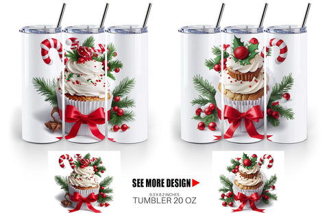 Tumbler Wrap Christmas Cupcake Sublimation artnoy 