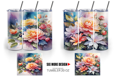 Tumbler Wrap Christmas Flowers Sublimation artnoy 