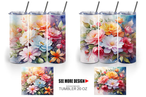 Tumbler Wrap Christmas Flowers Sublimation artnoy 