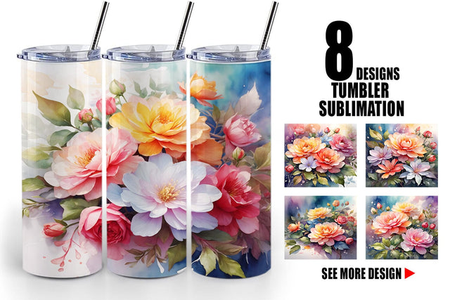 Tumbler Wrap Christmas Flowers Sublimation artnoy 