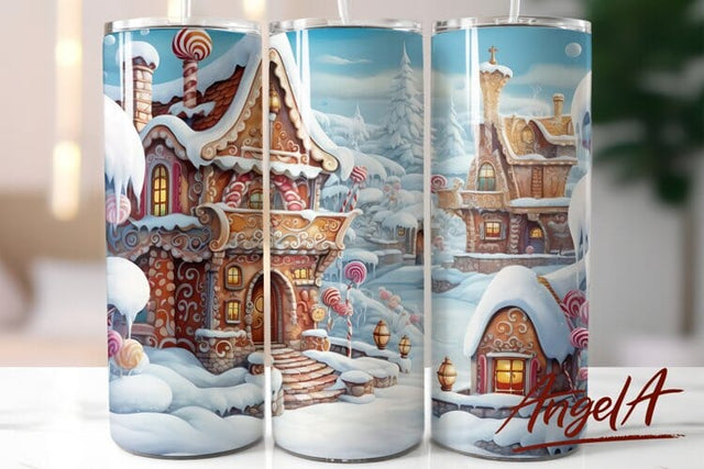 Tumbler wrap Christmas / Gingerbread house / candy canes Sublimation Angelina Semenova 