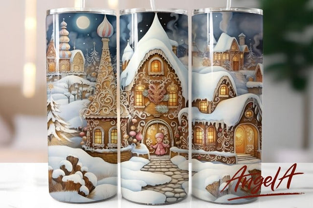 Tumbler wrap Christmas / Gingerbread house Winter Wonderland Sublimation Angelina Semenova 