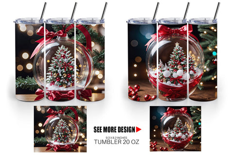 Tumbler Wrap Christmas Glass Ball Sublimation artnoy 