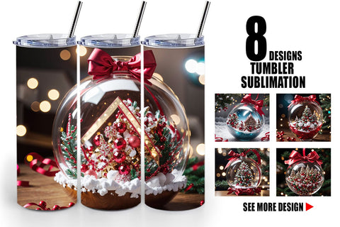 Tumbler Wrap Christmas Glass Ball Sublimation artnoy 
