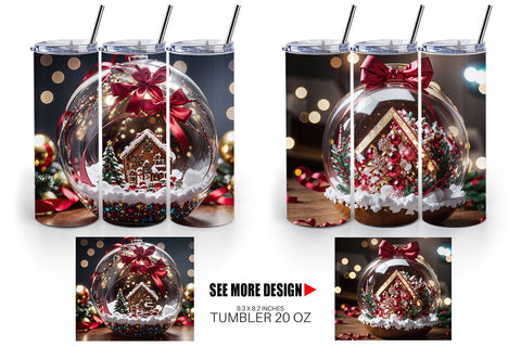 Tumbler Wrap Christmas Glass Ball Sublimation artnoy 