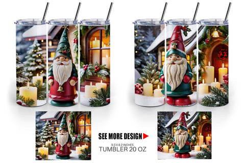 Tumbler Wrap Christmas Gnome Sublimation artnoy 