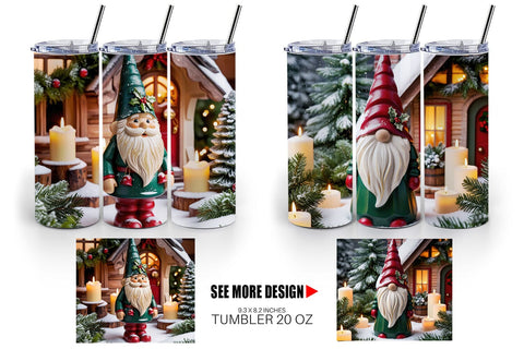 Tumbler Wrap Christmas Gnome Sublimation artnoy 