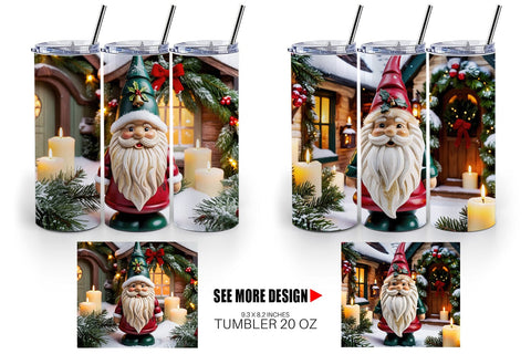 Tumbler Wrap Christmas Gnome Sublimation artnoy 