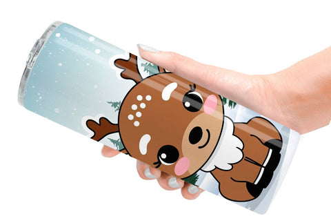 Tumbler Wrap Christmas Kawaii Reindeer Sublimation artnoy 