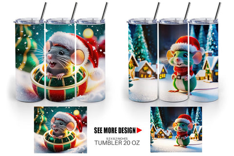 Tumbler Wrap Christmas Mouse Sublimation artnoy 