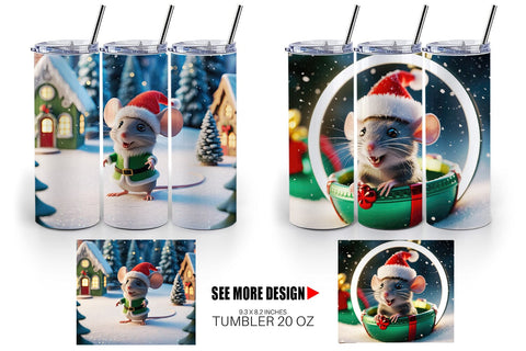 Tumbler Wrap Christmas Mouse Sublimation artnoy 