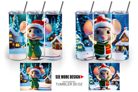 Tumbler Wrap Christmas Mouse Sublimation artnoy 