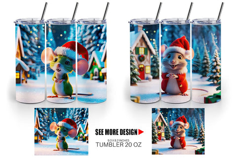 Tumbler Wrap Christmas Mouse Sublimation artnoy 
