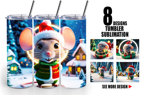 Tumbler Wrap Christmas Mouse Sublimation artnoy 